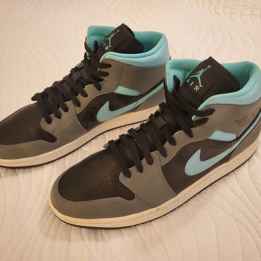 Nike‎ Air Jordan 1 Mid 'Grey Aqua'  Sneakers